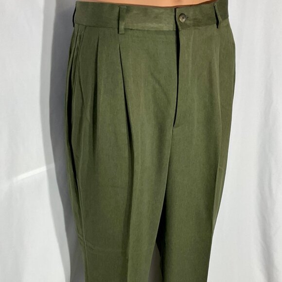 Mens Dress Slacks Dark Green 34/30 Claiborne - Picture 1 of 9
